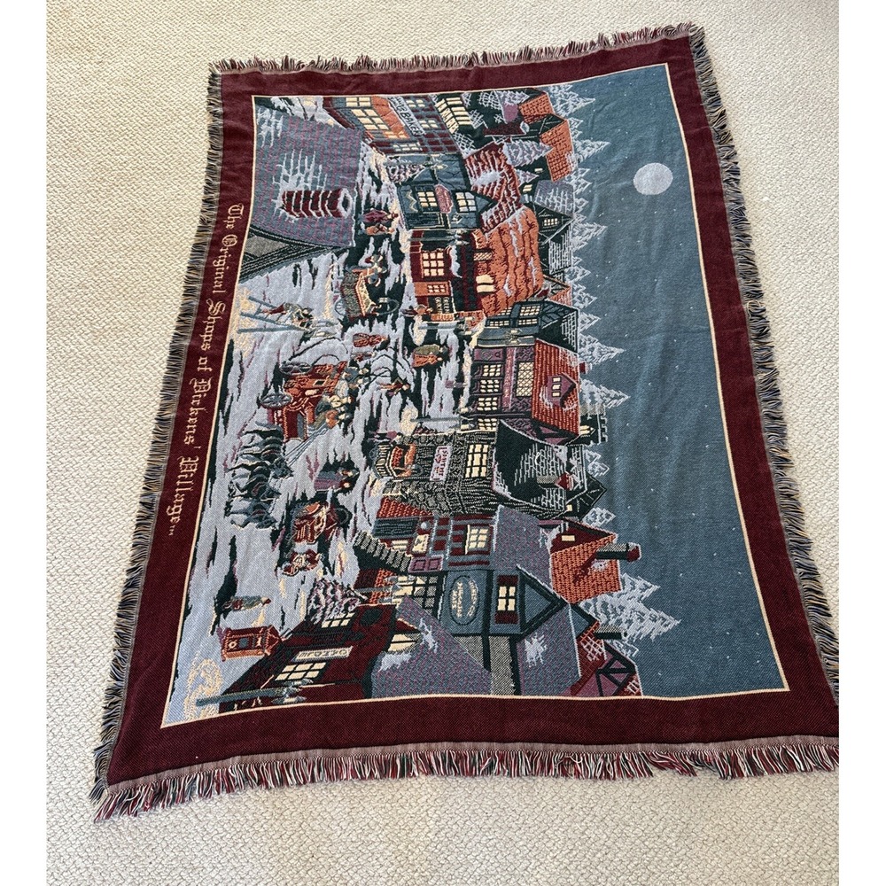 Department 56 Dickens Village Throw Blanket Triple Woven Cotton Christmas Scene